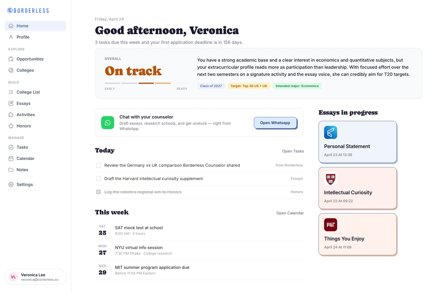 Borderless workspace dashboard